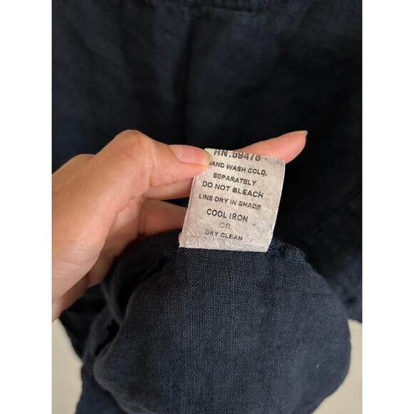 Francesca Bettini Top Women's Small Navy 100% Linen Tunic Blouse Made in Italy - Picture 6 of 7